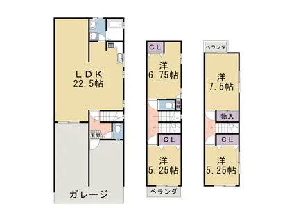 阪急電鉄京都線 西京極駅 徒歩10分 3階建 築35年(4LDK)の間取り写真