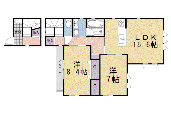 京阪電気鉄道鴨東線 出町柳駅 徒歩8分 2階建 築6年(2LDK/1階)の間取り写真