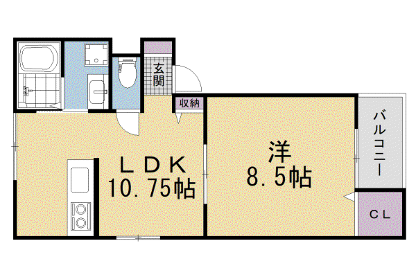片町線 藤阪駅 徒歩10分 2階建 築1年(1LDK/2階)の間取り写真
