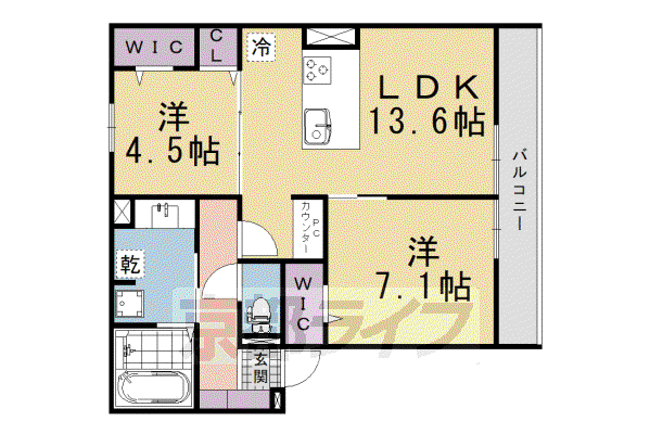 GRAMM桃山筑前(2LDK/2階)の間取り写真