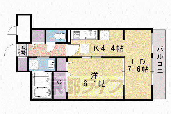 阪急電鉄京都線 桂駅 徒歩15分 3階建 新築(1LDK/3階)の間取り写真