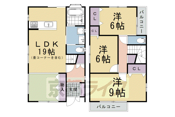 京都市烏丸線 今出川駅 徒歩7分 2階建 築16年(3LDK)の間取り写真