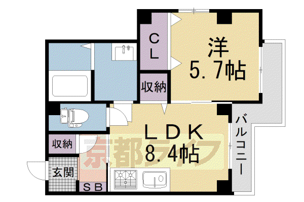 京阪電気鉄道京阪線 樟葉駅 徒歩30分 3階建 築5年(1LDK/1階)の間取り写真
