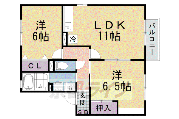 コーポはおりや A棟(2LDK/2階)の間取り写真