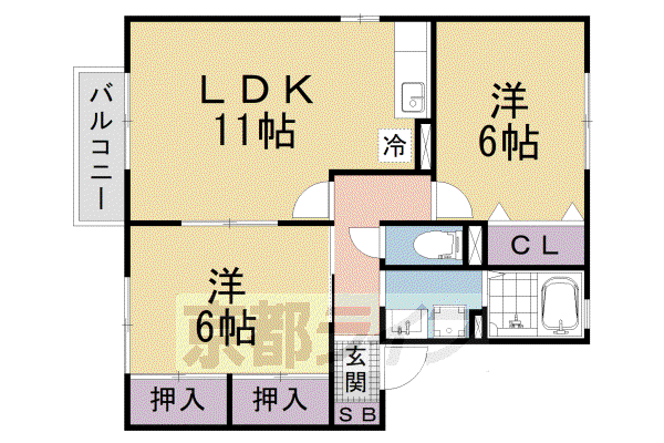 コーポはおりや A棟(2LDK/2階)の間取り写真