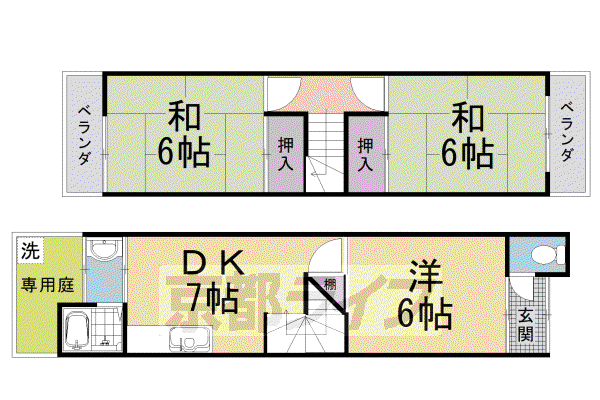 山陰本線 花園駅(京都) 徒歩7分 2階建 築40年(3DK)の間取り写真
