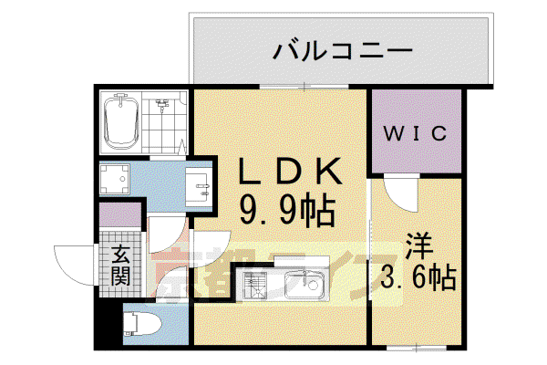 一乗寺北大丸町計画(1LDK/2階)の間取り写真