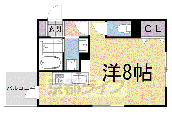 一乗寺北大丸町計画(ワンルーム/4階)の間取り写真