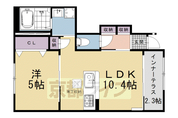 リヴィエール壬生(1LDK/1階)の間取り写真