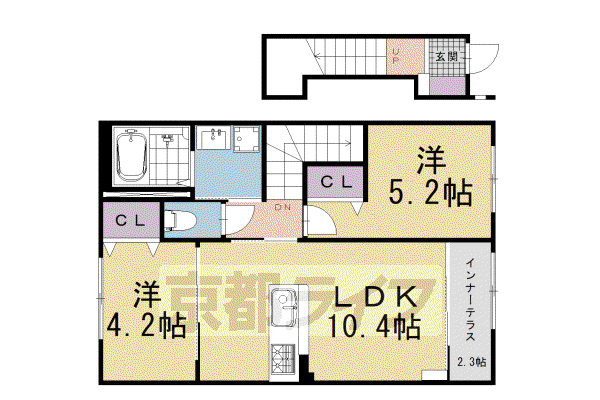リヴィエール壬生(2LDK/2階)の間取り写真