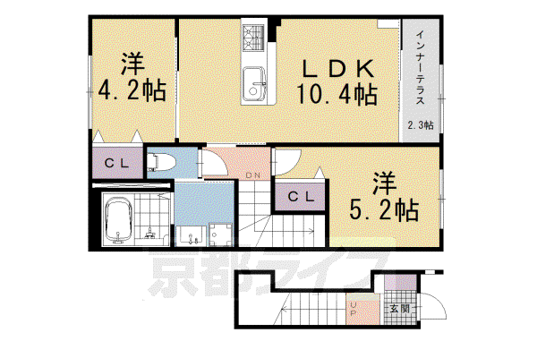 リヴィエール壬生(2LDK/2階)の間取り写真