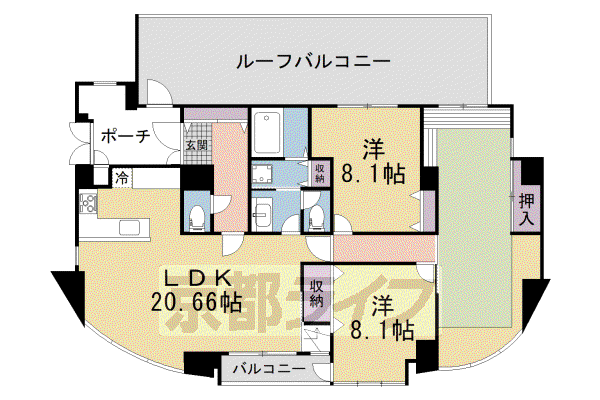 京阪電気鉄道京阪線 樟葉駅 徒歩8分 5階建 築30年(4LDK/5階)の間取り写真