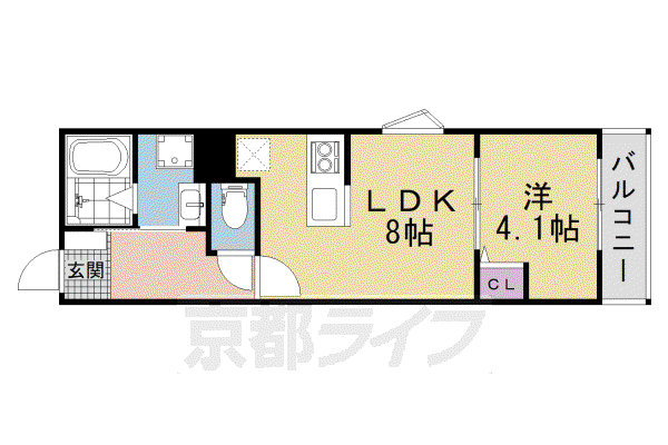 京阪電気鉄道京阪線 牧野駅 徒歩5分 3階建 新築(1LDK/2階)の間取り写真