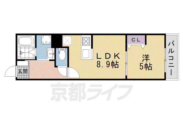 京阪電気鉄道京阪線 牧野駅 徒歩5分 3階建 新築(1LDK/3階)の間取り写真