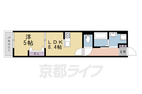 京阪電気鉄道京阪線 牧野駅 徒歩5分 3階建 新築(1LDK/2階)の間取り写真