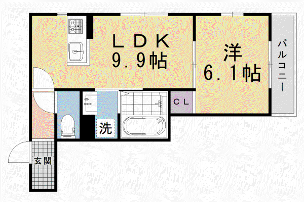 京都市烏丸線 北大路駅 徒歩5分 3階建 新築(1LDK/3階)の間取り写真
