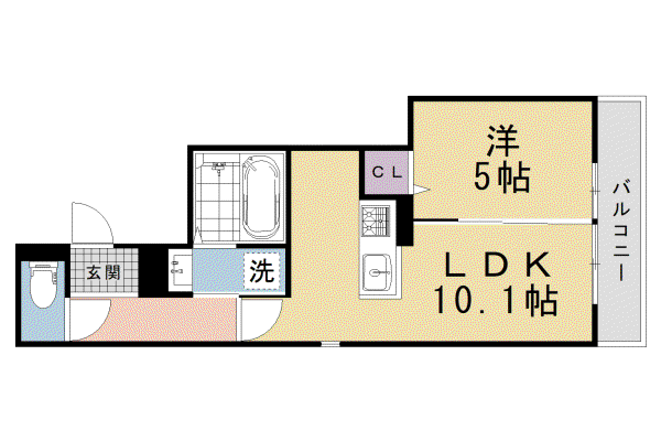 京都市烏丸線 北大路駅 徒歩5分 3階建 新築(1LDK/1階)の間取り写真