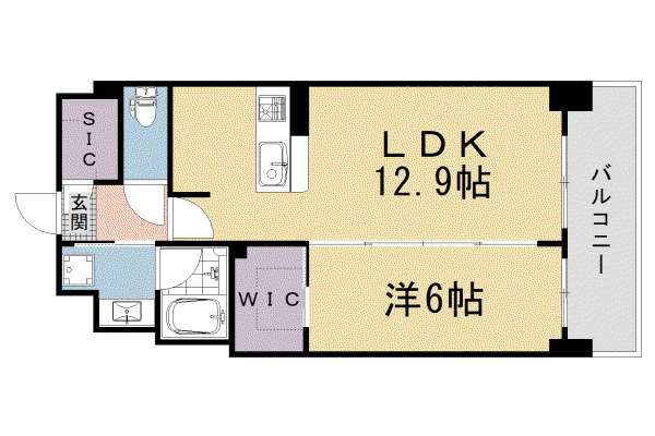阪急電鉄京都線 西院駅(阪急) 徒歩5分 8階建 新築(1LDK/6階)の間取り写真