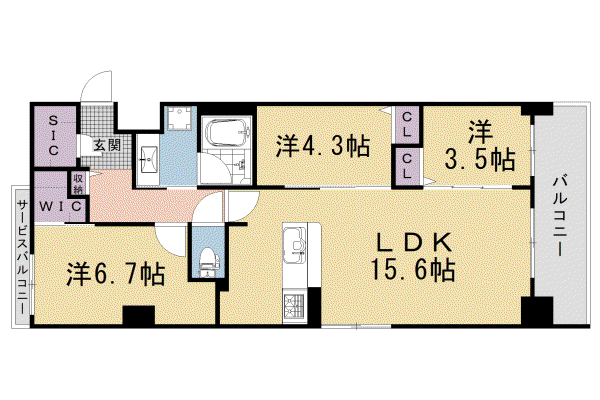 阪急電鉄京都線 西院駅(阪急) 徒歩5分 8階建 新築(3LDK/8階)の間取り写真