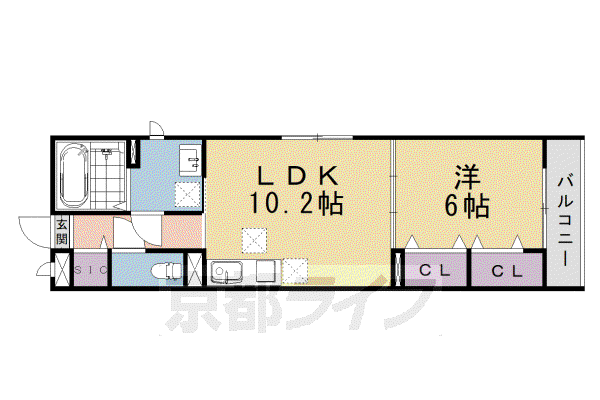 阪急電鉄京都線 洛西口駅 徒歩10分 2階建 新築(1LDK/1階)の間取り写真