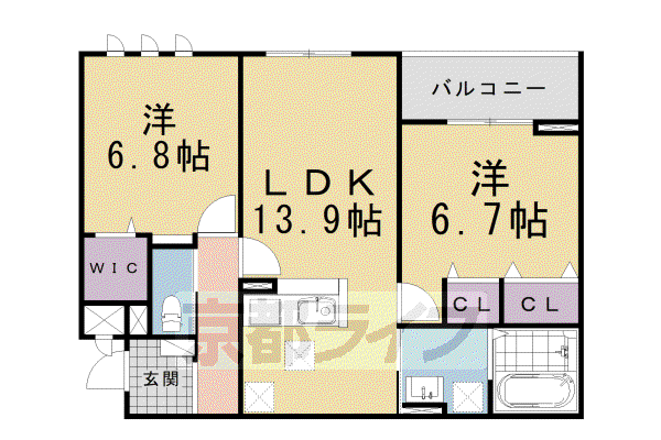 阪急電鉄京都線 洛西口駅 徒歩10分 2階建 新築(2LDK/1階)の間取り写真