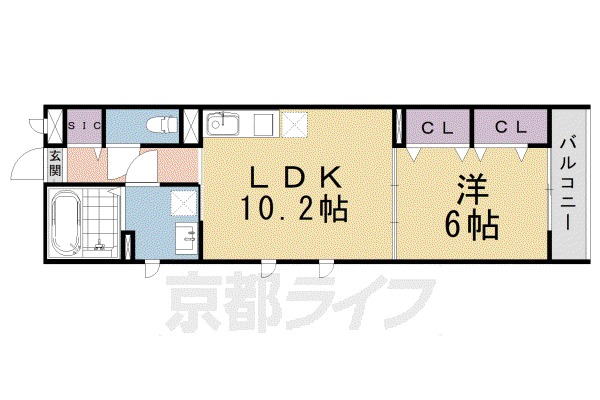 阪急電鉄京都線 洛西口駅 徒歩10分 2階建 新築(1LDK/2階)の間取り写真