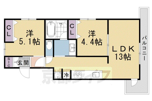 猫の家 MAISON DU CHAT (2LDK/1階)の間取り写真