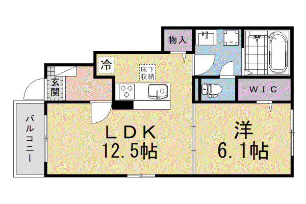 京都市東西線 石田駅(京都市営) 徒歩4分 2階建 新築(1LDK/1階)の間取り写真