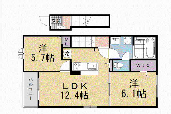 京都市東西線 石田駅(京都市営) 徒歩4分 2階建 新築(2LDK/1階)の間取り写真
