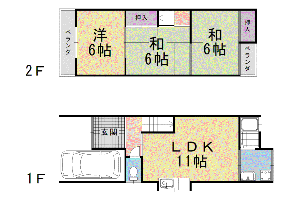 京都市東西線 醍醐駅(京都) 徒歩11分 2階建 築54年