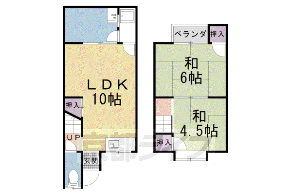 京都市東西線 御陵駅 徒歩20分 2階建 築54年(2LDK)の間取り写真