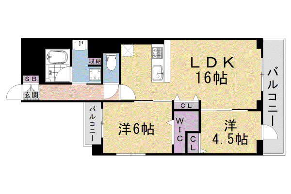 阪急電鉄京都線 西院駅(阪急) 徒歩4分 6階建 新築(2LDK/4階)の間取り写真