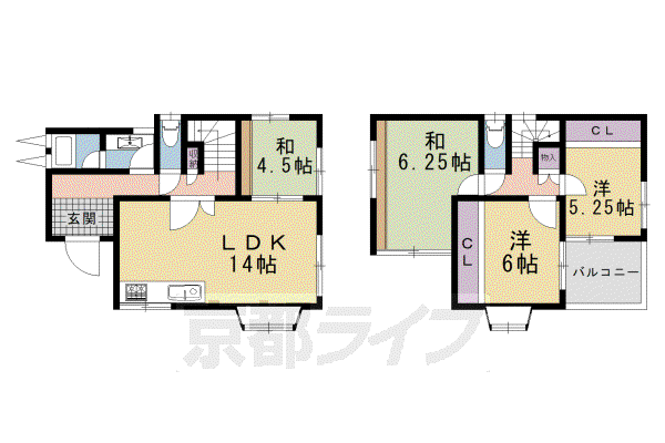 片町線 藤阪駅 徒歩47分 2階建 築38年(4LDK)の間取り写真