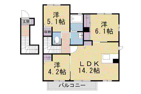 奈良線 木津駅(京都) 徒歩43分 2階建 築19年(3LDK/2階)の間取り写真