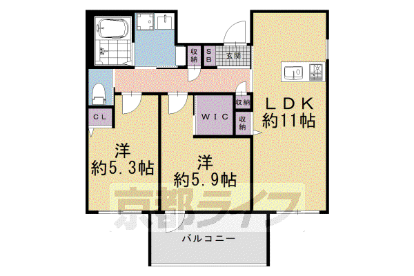 山陰本線 丹波口駅 徒歩9分 4階建 新築(2LDK/4階)の間取り写真