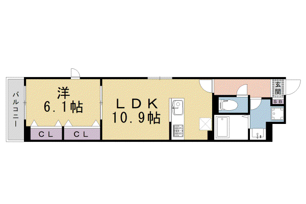 京福北野線 北野白梅町駅 徒歩15分 3階建 新築(1LDK/2階)の間取り写真