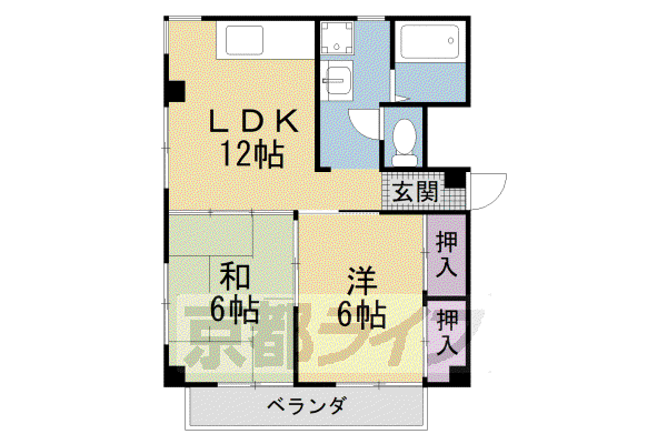 京阪電気鉄道京阪線 石清水八幡宮駅 徒歩13分 4階建 築39年(2LDK/3階)の間取り写真