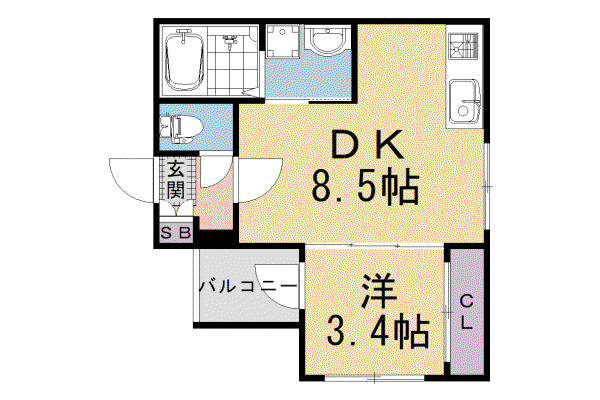 阪急電鉄京都線 西京極駅 徒歩10分 3階建 新築(1LDK/3階)の間取り写真