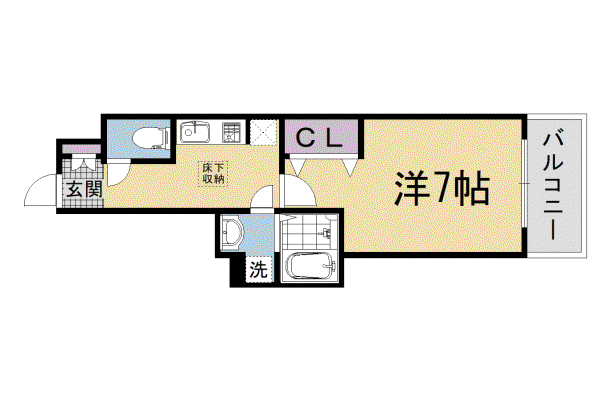 山陰本線 丹波口駅 徒歩13分 3階建 新築(1K/2階)の間取り写真