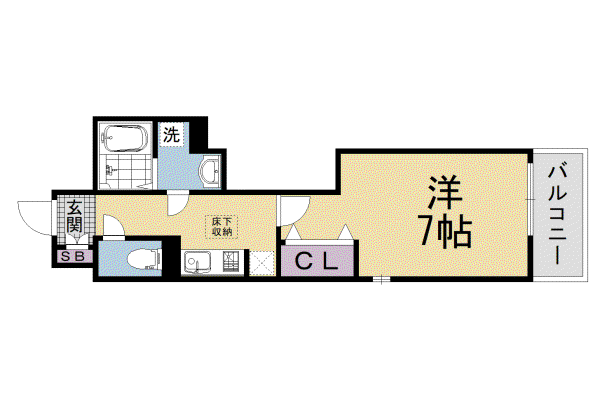 山陰本線 丹波口駅 徒歩13分 3階建 新築(1K/2階)の間取り写真