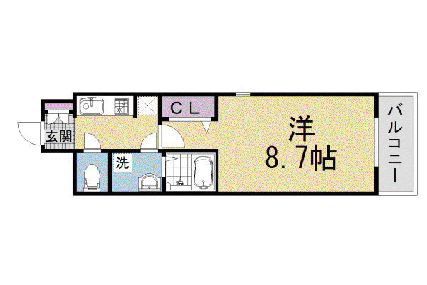 山陰本線 丹波口駅 徒歩13分 3階建 新築(1K/2階)の間取り写真