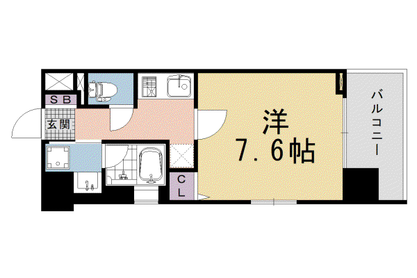 東海道本線 西大路駅 徒歩17分 7階建 新築(1K/5階)の間取り写真