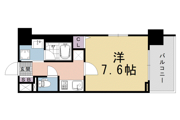 東海道本線 西大路駅 徒歩17分 7階建 新築(1K/2階)の間取り写真