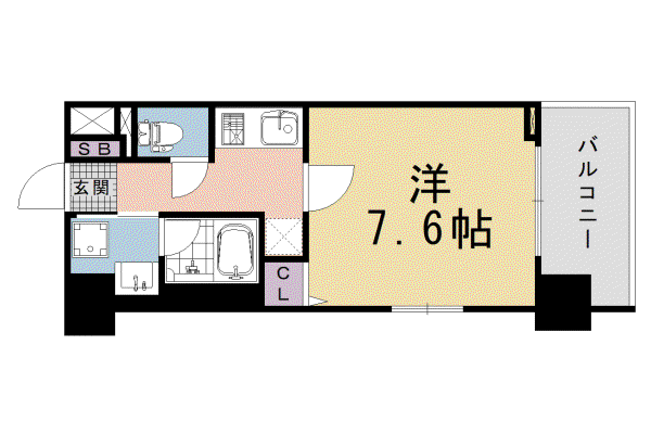 東海道本線 西大路駅 徒歩17分 7階建 新築(1K/6階)の間取り写真