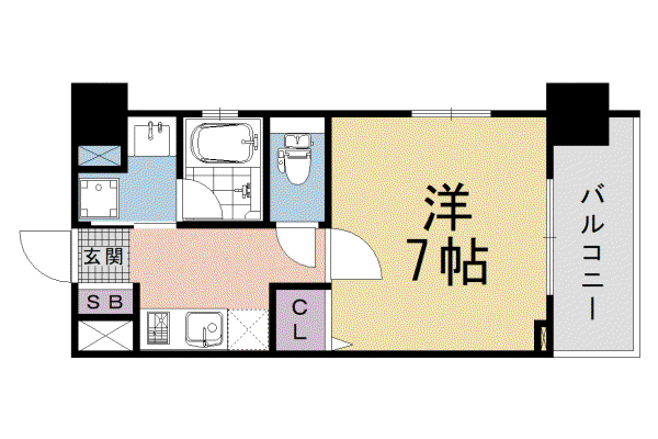 東海道本線 西大路駅 徒歩17分 7階建 新築(1K/3階)の間取り写真