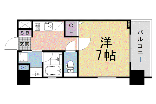 東海道本線 西大路駅 徒歩17分 7階建 新築(1K/2階)の間取り写真