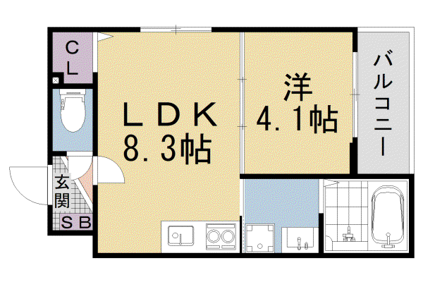 京都市東西線 山科駅 徒歩9分 3階建 築1年(1LDK/3階)の間取り写真
