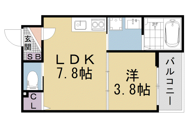 京都市東西線 山科駅 徒歩9分 3階建 築1年(1DK/1階)の間取り写真