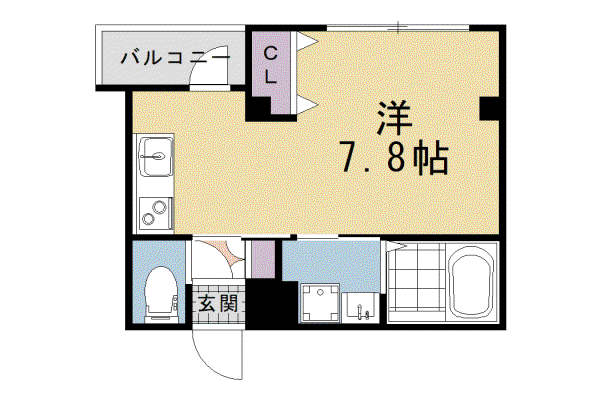 京都市烏丸線 北大路駅 徒歩5分 3階建 築12年(1K/2階)の間取り写真