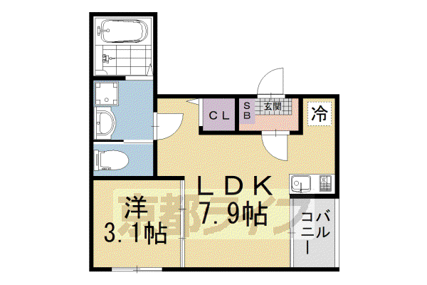 京阪電気鉄道京阪線 藤森駅 徒歩7分 3階建 築1年(1DK/3階)の間取り写真